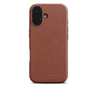 Woolnut Leather Case for iPhone 16 - Brown - Scandinavian Full-Grain Leather, Compatible with MagSafe, Slim TPU Sides, Soft Microfiber Lining, Raised Edges for Screen & Camera Protection