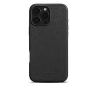 WOOLNUT Leather Case for iPhone 16 Pro Max - Black - Scandinavian Full-Grain Leather, Compatible with MagSafe, Slim TPU Sides, Soft Microfiber Lining, Raised Edges for Screen & Camera Protection