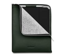WOOLNUT Leather Folio Cover Case for iPad Pro 13 inch & iPad Air 13 - Green, with Pencil Holder, Premium Full-grain Leather, Zipper/iPad Pro 12.9 Case with iPad Air 13(M4, 2024) Compatibility