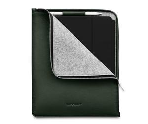WOOLNUT Leather Folio Cover Case for iPad Pro 13 inch & iPad Air 13 - Green, with Pencil Holder, Premium Full-grain Leather, Zipper/iPad Pro 12.9 Case with iPad Air 13(M4, 2024) Compatibility