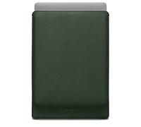 WOOLNUT Sleeve Case for MacBook Pro 16 - Charge in Sleeve - Full-Grain Leather, Wool Felt Interior - Tailor-Made Fit - Scandinavian Design, Compatible with Apple MacBook Pro 16 inch - Green