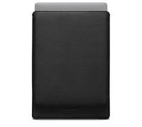 WOOLNUT Sleeve Case for MacBook Pro 16 - Charge in Sleeve - Full-Grain Leather, Wool Felt Interior - Tailor-Made Fit - Scandinavian Design, Compatible with Apple MacBook Pro 16 inch - Black