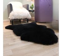 Woolous Black Sheepskin Rug, Genuine New Zealand Sheep Skin Rug Fluffy Soft Thick Area Rug for Bedroom, Living Room, Sofa & Chair (90x60cm)