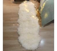 Woolous Double Sheepskin Rug 180x60 cm, Genuine New Zealand Sheep skin Rug, Soft Thick Double Pelt Runner Rug for Bedside, Sofa or Chair Seat Cover (Natural Ivory)