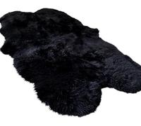 Woolous Large Black Sheepskin Rug 180x120cm - 100% Genuine New Zealand Quad Pelt Sheep skin - Ultra Soft Fluffy Carpet for Bedroom, Living Room, Sofa & Nursery Décor