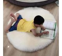 Woolous Round Sheepskin Rug, 100% Natural Genuine New Zealand Lambskin Circular Sheep Skin Rug For Living Room, Bedroom & Bedside (100cm, Ivory)