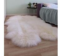 Woolous Sheepskin Rug 180x120 cm- Large Genuine New Zealand Lambskin Wool Quad Pelt Sheep Skin Fur Throw Area Rug for Nursery, Bedroom, and Living Room Decor (Ivory-White)