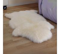 Woolous Sheepskin Rug - Genuine New Zealand Lambskin Throw, Natural Ivory Sheep Skin - Fluffy Chair, Sofa, Bedroom, Living Room, Dog Bed or Yoga Mat (Single Pelt, 90x60cm)