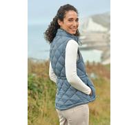 WoolOvers Women's Argyll Puffer Gilet in Blue | Size: 8 WoolOvers Blue 8
