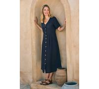 WoolOvers Women's Button Through Linen Dress in Navy | Size: 22 WoolOvers Navy 22