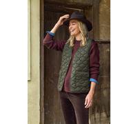 WoolOvers Women's Coast Quilted V Neck Puffer Gilet in Khaki | Size: 8 WoolOvers Khaki 8