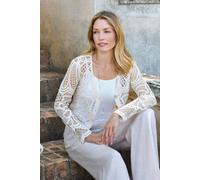 WoolOvers Women's V Neck Crochet Cardigan in Cream | Size: Large WoolOvers Cream L