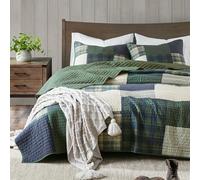 WOOLRICH All Season, Breathable Coverlet Bedspread Bedding Set, Matching Shams, Cotton, Mill Ceek, Green, Full/Queen(92"x96")