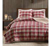 WOOLRICH All Season, Breathable Coverlet Bedspread Bedding Set, Matching Shams, Cotton, Plaid Red/Tan, King/Cal King(110"x96")