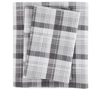 Woolrich Cotton Sheet Set Cottage Charms Print, 100% Cotton Flannel Sheets Warm & Fuzzy Bedding Set Cal King Size Sheets, Fitted Pocket Fits Up to 14" Mattress, Cal King Grey Plaid, 4 Piece