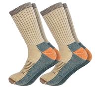 WOOLRICH Merino Wool Socks for Men - Made in USA, Crew Hiking Sock, Made of 78% Merino Lambswool w/Padded Arch, 2 Pairs, Coffee Brown, Medium