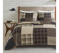 Woolrich Quilt Set Patchwork Channel Quilting, Cottege Coverlet for Twin Size Bed All Seasons, Lightweight Prewashed Cotton Coverlet Bedspread, Shams, Winter Hills, Oversized Twin/Twin XL Tan 2 Piece
