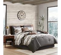 Woolrich Rustic Lodge Cabin Comforter Set, Polyester, Bitter Creek, Grey/Brown, Oversized King