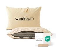 WOOLROOM British Wool Talalay Latex Pillow, 17cm Depth - Cradle to Cradle Rainforest Allergy UK Certified - Natural Elasticity Cooling with Machine Washable Organic Cotton Cover - Std 48 x 74cm