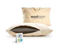 WOOLROOM British Wool Talalay Latex Pillow, 20cm Depth - Cradle to Cradle Rainforest Allergy UK Certified - Natural Elasticity Cooling with Machine Washable Organic Cotton Cover - Std 48 x 74cm