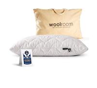 WOOLROOM Classic British Wool Pillow, Medium Firm - Natural Certified Hypoallergenic Moisture Wicking Dust Mite Bed Bug Resistant Feather Down Alternative - UK King Size Bed Pillow 48x90 cm