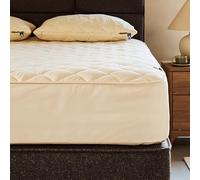 Woolroom Deluxe Emperor Mattress Protector Quilted Machine Washable Hypoallergenic Temperature Regulating Traceable British Wool Organic Cotton Fitted Bed Cover