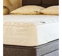 Woolroom Deluxe Large Emperor Mattress Protector Quilted Machine Washable Hypoallergenic Temperature Regulating Traceable British Wool Organic Cotton Fitted Bed Cover