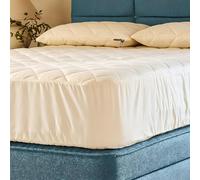 Woolroom Deluxe Waterproof Mattress Protector Double 100% Washable Organic Cotton Hypoallergenic Breathable Noiseless British Wool Thermoregulation