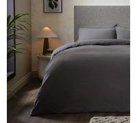 WOOLROOM Mariana Duvet Cover King Size Charcoal Grey Organic Cotton Blend - 100% Hypoallergenic Cooling Hotel Quality Luxury Dark Grey Bedding - Home Essentials for Natural Better Sleep