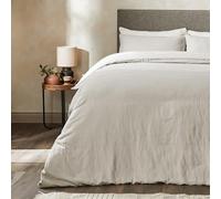 WOOLROOM Mariana Duvet Cover Superking Size Pebble Grey - Organic Cotton Blend - 100% Hypoallergenic Cooling Hotel Quality Luxury Light Grey Bedding - Home Essentials for Natural Better Sleep