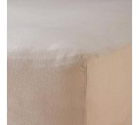WOOLROOM Mariana Linen Blend Fitted Sheet Double Size - Sand Beige Organic Cotton Blend - 100% Hypoallergenic Cooling Hotel Quality Luxury Beige Bedding - Home Essentials For Natural Better Sleep