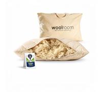 WOOLROOM Organic British Wool Pillow, Adjustable Firmness - Traceable Certified Hypoallergenic Cooling - Machine Washable Organic Cotton Cover 300tc - King Size Bed Pillow, 48x90 cm