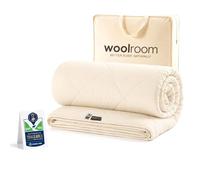 WOOLROOM Organic Washable British Wool Duvet Double 2-5 Tog, Lightweight - Organic Certified Anti Allergy Moisture Wicking - Organic Cotton Cover (300tc) - 30 Night Sleep Trial, W200 x L200