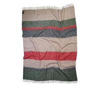 WoolStudio 130x170 cm%100 Lambswool Throw | Luxurious, Durable, & Versatile Single Size Natural Wool Blanket | Perfect for Home, Travel, & Outdoor Adventures! (Stripe DARK GREEN/RED, 130x170 cm)