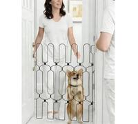 WOOLUCK Retractable Metal Door Safety Gate for Front Doors, Extendable Stair Safety Gate, 66 cm Width 78 cm Height, Barrier Gate for Dogs and Babies