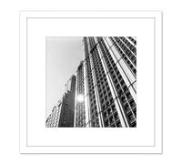 Woolworth Building Manhattan New York Berenice Abbott 8X8 Inch Square Wooden Framed Wall Art Print Picture with Mount Artery8 White One Size