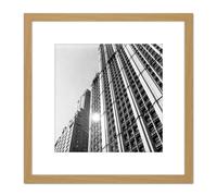 Woolworth Building Manhattan New York Berenice Abbott 8X8 Inch Square Wooden Framed Wall Art Print Picture with Mount Artery8 Light Oak One Size