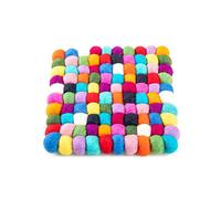 Woolygon Felt Trivet Pot Mat - Drink Coaster for Hot Dishes, Cute Table and Car Coasters, Heat Resistant Durable Felt Design Hand-Felted in Nepal - Multicolor 16cm