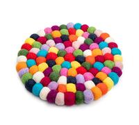 Woolygon Felt Trivet Pot Mat - Drink Felt Coaster for Hot Dishes, Cute Table and Car Coasters, Heat Resistant Durable Felt Design Hand-Felted in Nepal - Multicolor 7.8 Inches