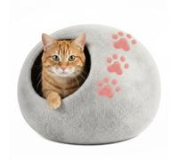Woolygon Luxurious Eco-Friendly Merino Wool Cat Cave Bed - Foldable Hideaway Pod for Indoor Cats - Premium Felt Kitten Beds - Covered Cat House for Ultimate Cozy Comfort