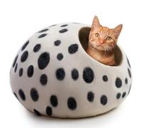 Woolygon Wool Cat Cave Bed Handcrafted from 100% Merino Wool, Eco-Friendly Felt Cat Cave for Indoor Cats and Kittens (Snow Leopard)