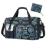 WOOMADA Travel Duffle Bag, Weekend Bag with Wet Pocket & Trolley Sleeve, Gym Dance Duffel With Shoe Compartment, Game