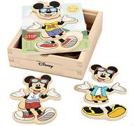 WOOMAX Disney Wooden Puzzle Costumes 19 Pcs-12.5x14cm Mickey (48723), Multicoloured, Trajes