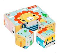 WOOMAX Fisher Price Wooden Cube Puzzle, Children's Toys, 9 Cubes + 2 Years (48811)