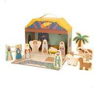 WOOMAX Wooden Crib Portal for Children, 15 Pieces, Double-Sided Print, Christmas Birth, Nativity Scene, King Magicians, for Children +3 Years Old, Christmas Decoration (47392)
