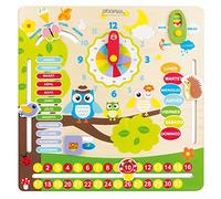 WOOMAX Wooden Educational Game Set: Owls - Learn Time, Weather & Animal Habitats; Ages 5+, Includes 7 Games