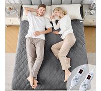 WOOMER Electric Blanket King Size Dual Control 150 X 200cm, Electric Underblanket with 10 Heat Levels & 12 Hours Auto-Off Timer, Fast Heat Up, Overheat Protection, Machine Washable, Dark Grey