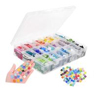 WOONEKY 1 Box Color Glass Mosaic Tiles for Crafts with Organized Storage Box Sturdy Stained Glass Pieces for DIY Picture Frames Coasters and Creative Mosaic Art Projects