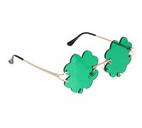 WOONEKY 1 Pair St Patricks Day Rimless Sunglasses for Women Irish Eyeglasses with Clover Lenses for Parties Festivals and Daily Wear