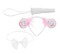 WOONEKY 1 Set Animal Costume Sheep Ear Headband Bowtie and Tail Kit for Dress Up Sparkly Sequin Accessories for Parties Dances and Stage Performances